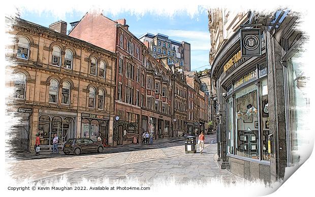 The Side In Newcastle (Sketch Style Art Image) Print by Kevin Maughan