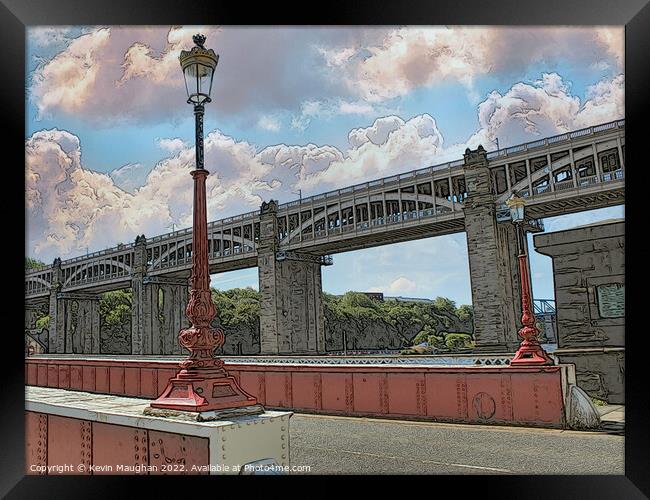 High Level Bridge Newcastle (Sketch Style Image) Framed Print by Kevin Maughan