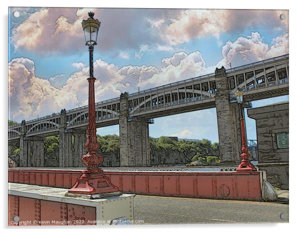 High Level Bridge Newcastle (Sketch Style Image) Acrylic by Kevin Maughan