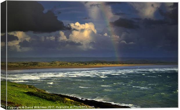 Saunton Sands Rainbow Canvas Print by Dave Wilkinson North Devon Ph