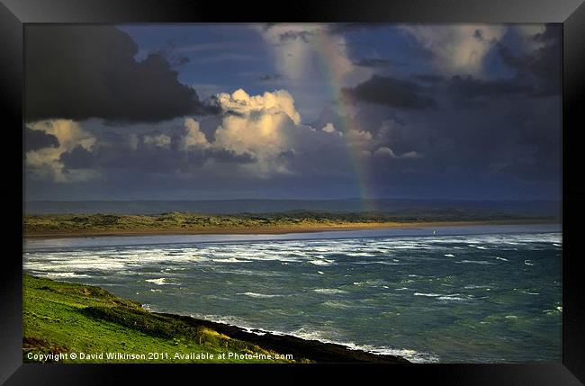 Saunton Sands Rainbow Framed Print by Dave Wilkinson North Devon Ph