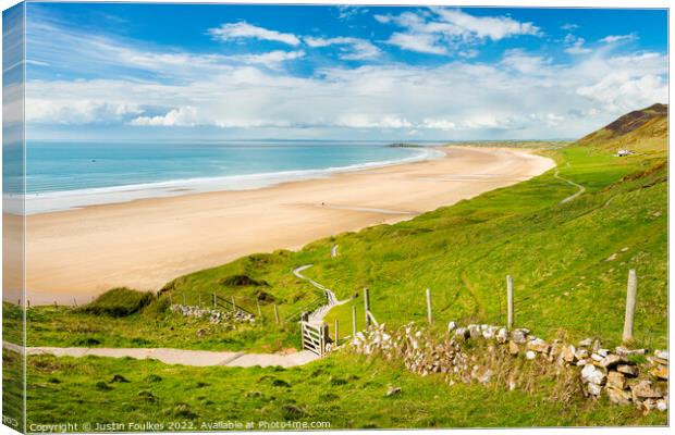 The path to Rhossili Beach, Gower, South Wales Canvas Print by Justin Foulkes