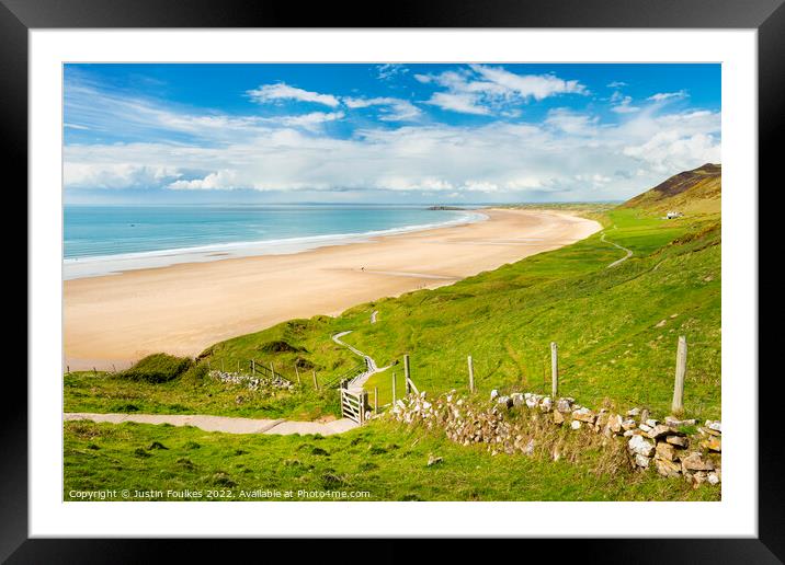 The path to Rhossili Beach, Gower, South Wales Framed Mounted Print by Justin Foulkes