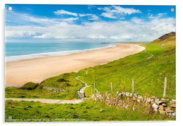 The path to Rhossili Beach, Gower, South Wales Acrylic by Justin Foulkes