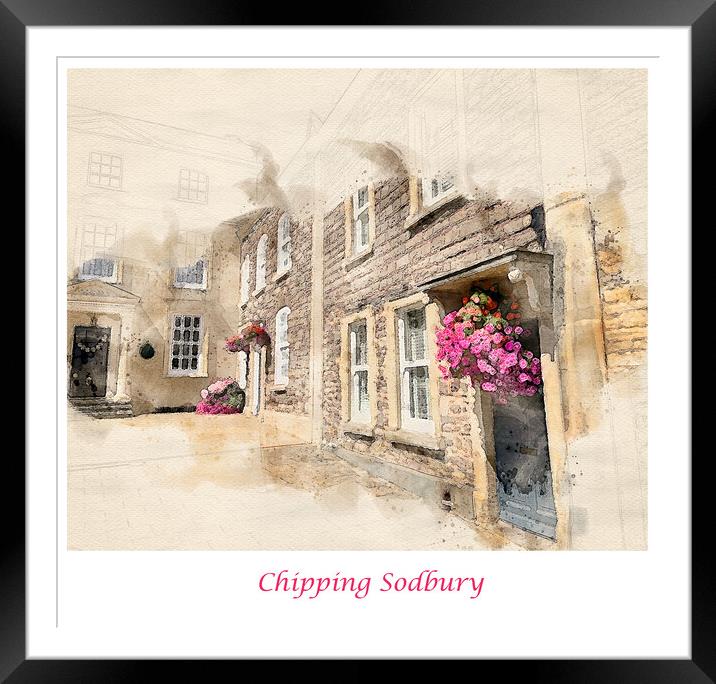 Chipping Sodbury Watercolour Framed Mounted Print by Graham Lathbury