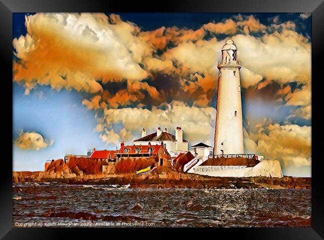 St Marys Lighthouse (Digital Art Version Framed Print by Kevin Maughan