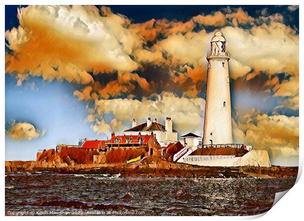 St Marys Lighthouse (Digital Art Version Print by Kevin Maughan