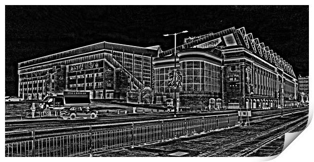 Ibrox stadium pencil drawing abstract Print by Allan Durward Photography