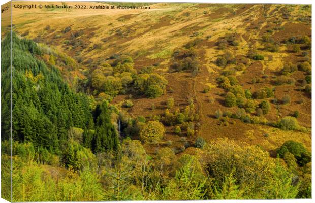 View from Torpantau Brecon Beacons in Autumn Canvas Print by Nick Jenkins