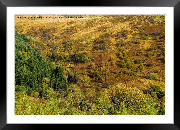 View from Torpantau Brecon Beacons in Autumn Framed Mounted Print by Nick Jenkins