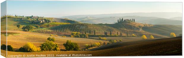 Autumn panorama, Tuscany, Italy Canvas Print by Justin Foulkes