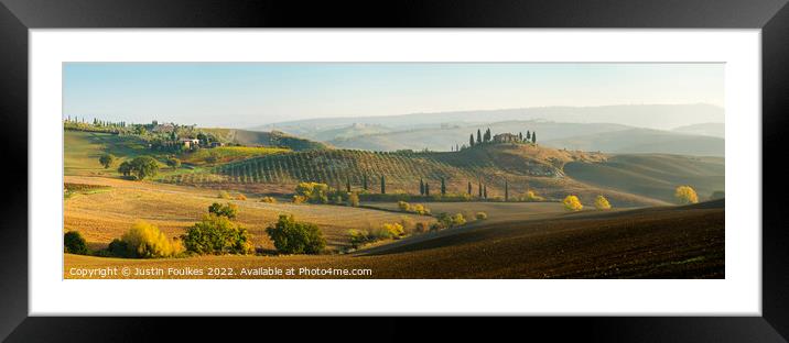Autumn panorama, Tuscany, Italy Framed Mounted Print by Justin Foulkes