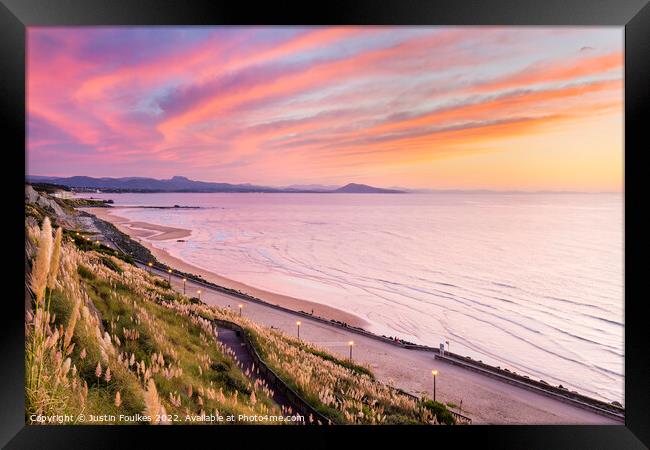 Sunset over the Bay of Biscay, Biarritz, France Framed Print by Justin Foulkes