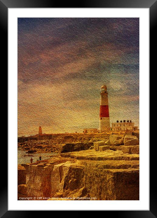 Portland Bill Lighthouse painterly Framed Mounted Print by Cliff Kinch