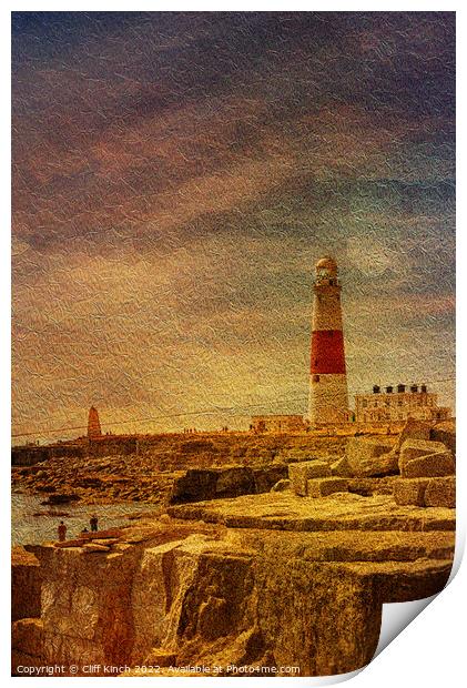 Portland Bill Lighthouse painterly Print by Cliff Kinch