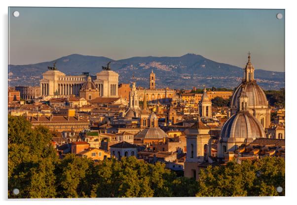 City Of Rome At Sunset In Italy Acrylic by Artur Bogacki