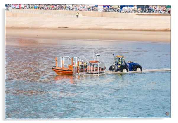 Life boat being launched from its semi submersible tractor Acrylic by Jason Wells