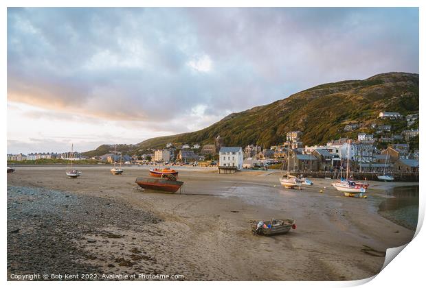 Barmouth Harbour at Sunset Print by Bob Kent
