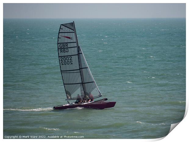 Catamaran in Hastings. Print by Mark Ward