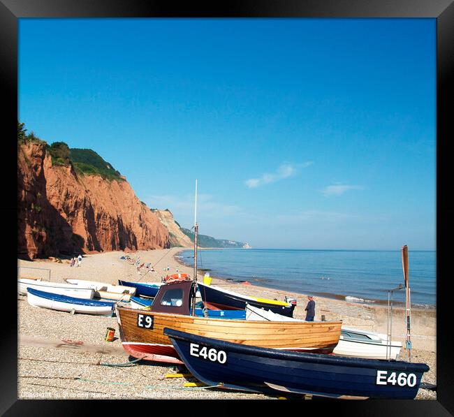 Beached boats at Sidmouth Framed Print by Stephen Hamer