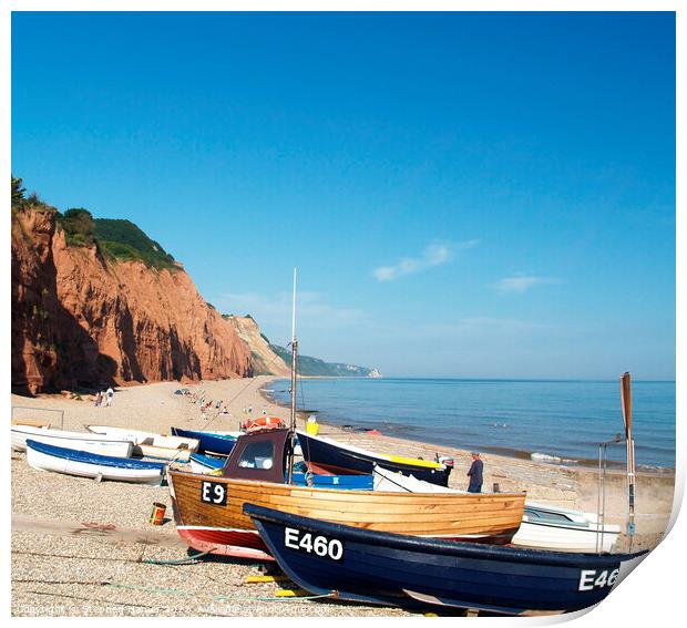 Beached boats at Sidmouth Print by Stephen Hamer