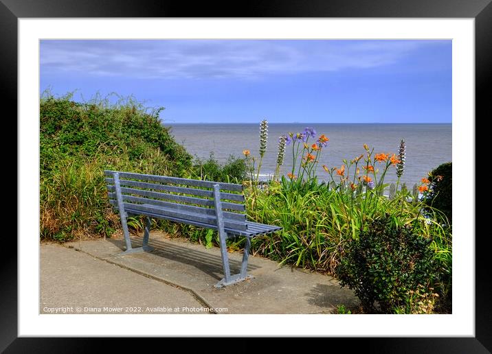 Seat with a view Walton on the Naze   Framed Mounted Print by Diana Mower