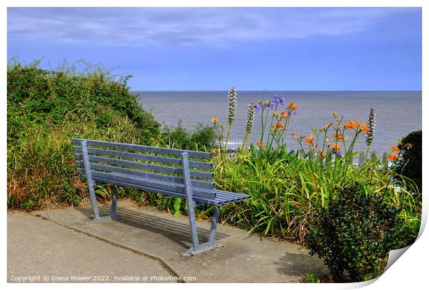 Seat with a view Walton on the Naze   Print by Diana Mower