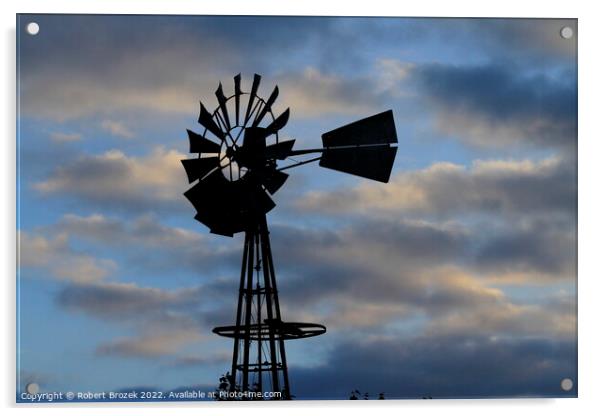 Windmill silhouette with a Sunset Acrylic by Robert Brozek