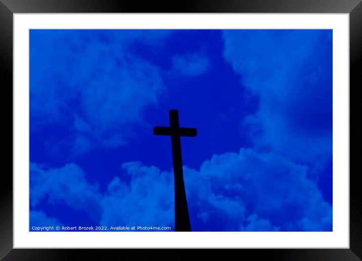 Church Cross with clouds Framed Mounted Print by Robert Brozek