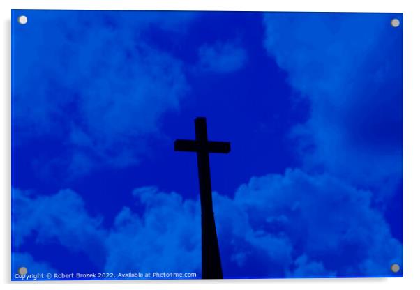 Church Cross with clouds Acrylic by Robert Brozek