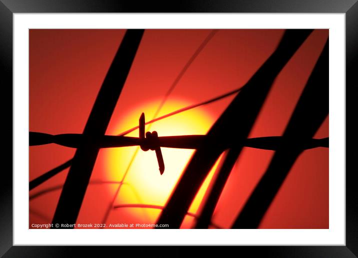 Abstract Sunset with fence Framed Mounted Print by Robert Brozek