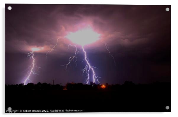 Lightning at night Acrylic by Robert Brozek