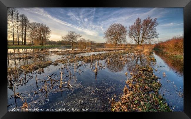 Flooded fields at Bintree Norfolk UK Framed Print by Paul Stearman