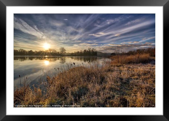 Sunrise on a Lake at Lyng Norfolk UK Framed Mounted Print by Paul Stearman