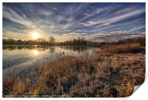 Sunrise on a Lake at Lyng Norfolk UK Print by Paul Stearman