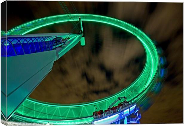 Abstract Picture of the London Eye Rotating at Night Canvas Print by Paul Stearman