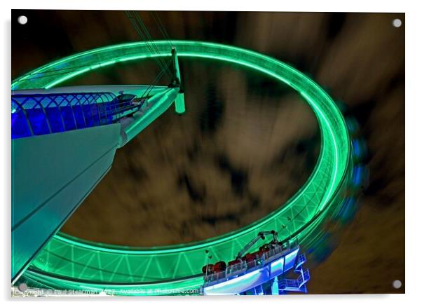 Abstract Picture of the London Eye Rotating at Night Acrylic by Paul Stearman