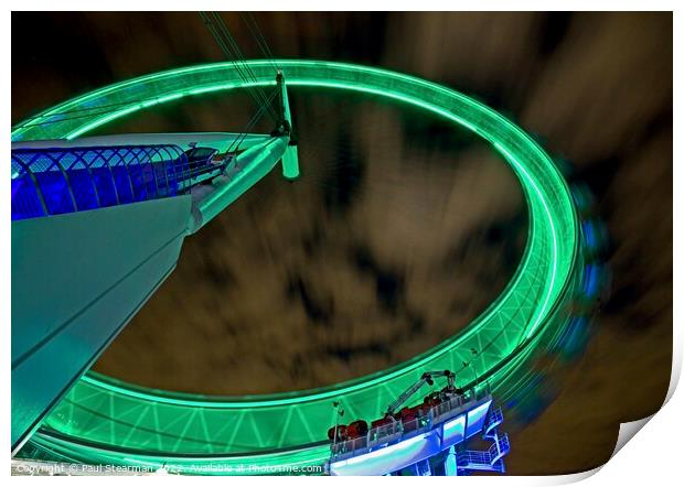 Abstract Picture of the London Eye Rotating at Night Print by Paul Stearman
