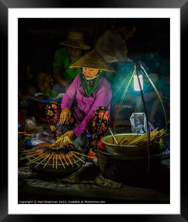 Lady Cooking Street Food in Hoi An Vietnam Framed Mounted Print by Paul Stearman