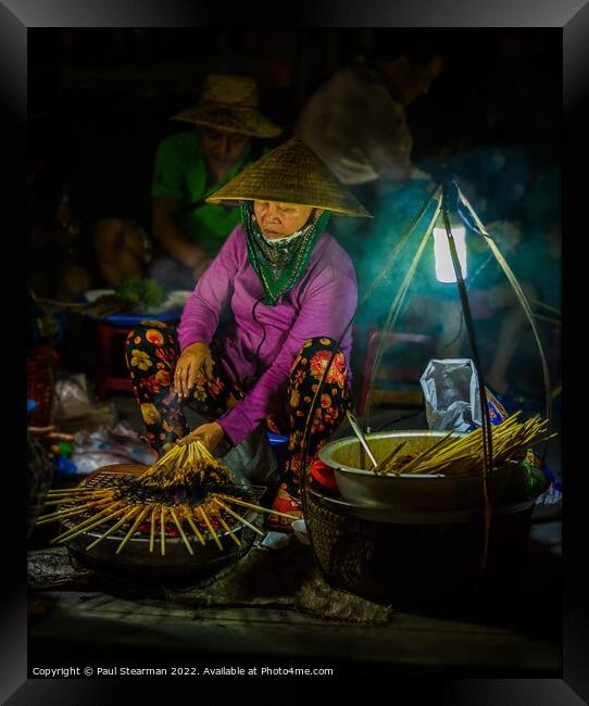 Lady Cooking Street Food in Hoi An Vietnam Framed Print by Paul Stearman
