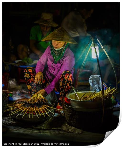 Lady Cooking Street Food in Hoi An Vietnam Print by Paul Stearman