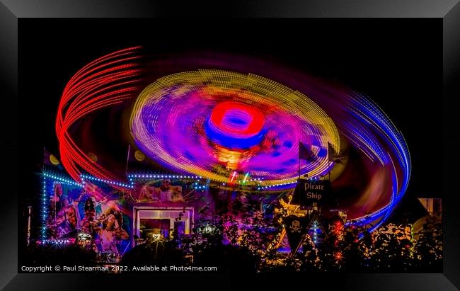 Abstract Image of Funfair Ferris Wheel taken at night Framed Print by Paul Stearman