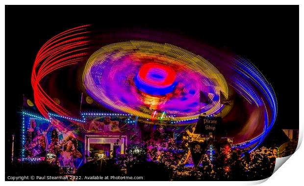 Abstract Image of Funfair Ferris Wheel taken at night Print by Paul Stearman