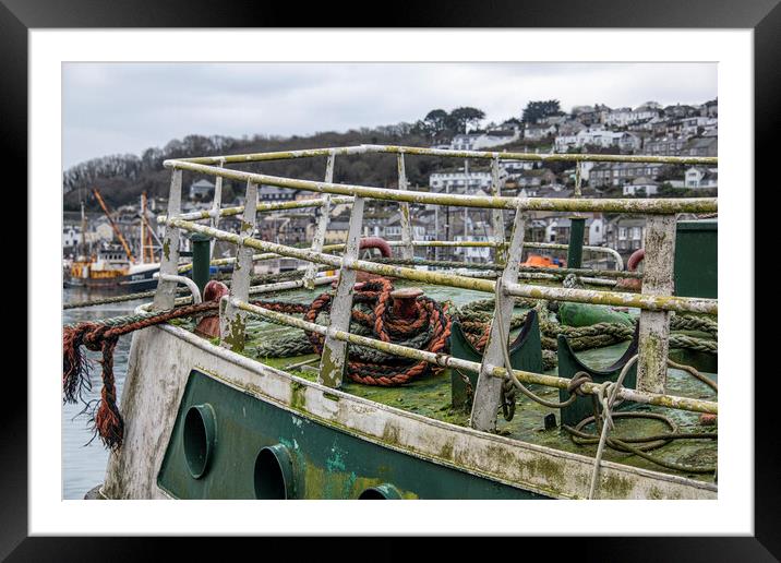 old fishing boat,Newlyn harbour Cornwall Framed Mounted Print by kathy white