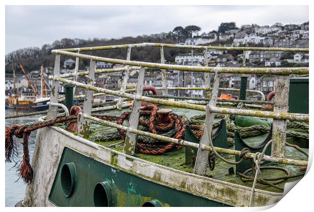 old fishing boat,Newlyn harbour Cornwall Print by kathy white