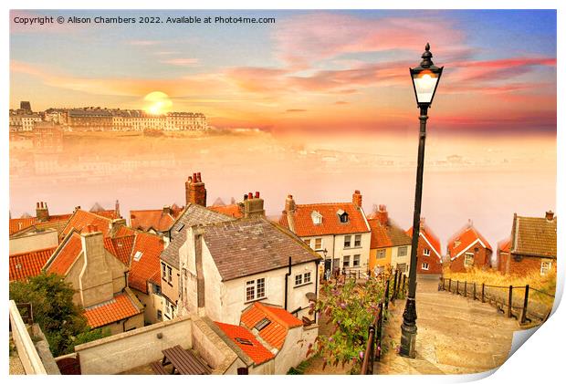 Whitby 199 Steps Lighter Version  Print by Alison Chambers
