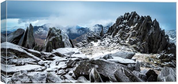 Snowdonia winter panorama Canvas Print by John Henderson