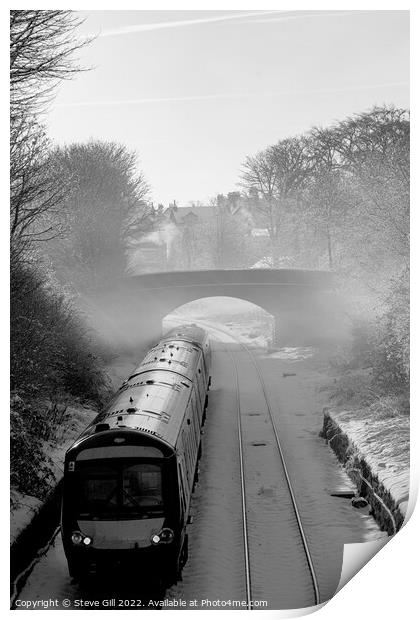 Diesel Train Leaving Harrogate on a Misty Winter Morning. Print by Steve Gill