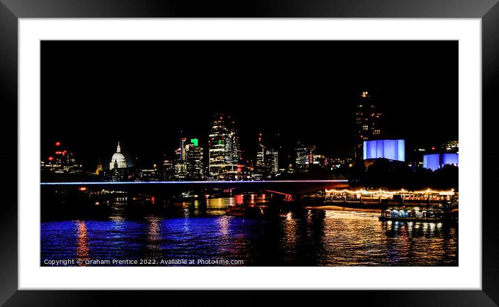 London Night Panorama Framed Mounted Print by Graham Prentice
