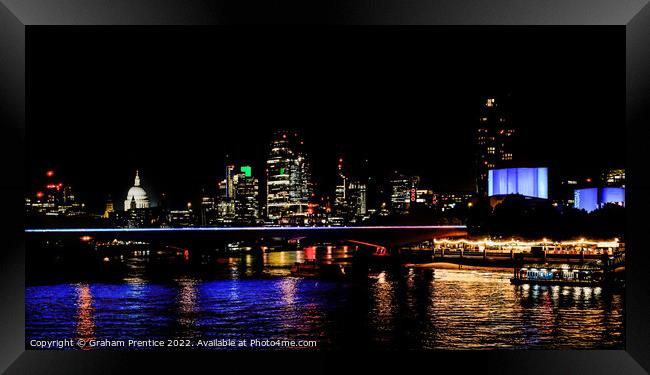 London Night Panorama Framed Print by Graham Prentice